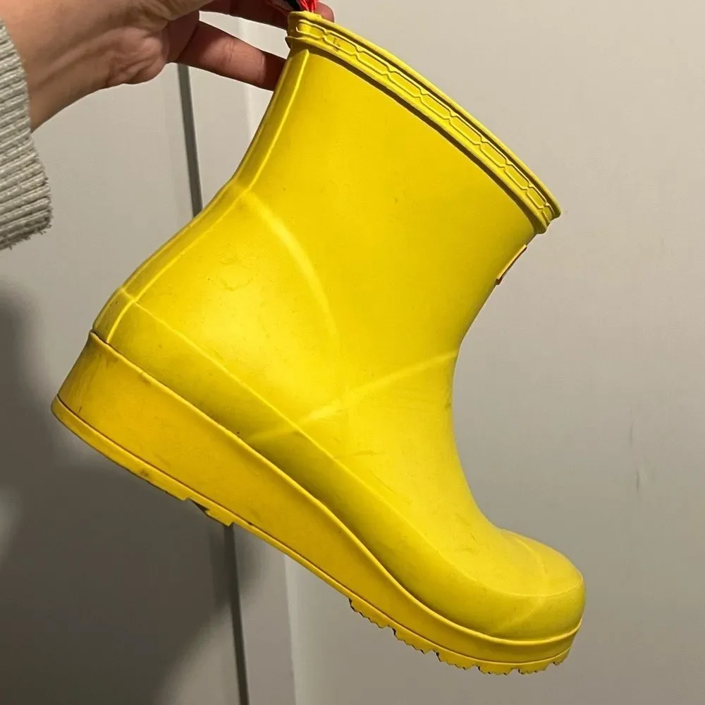 Hunter Play Yellow Rubber Wellies Winter & Rain Boots 7
